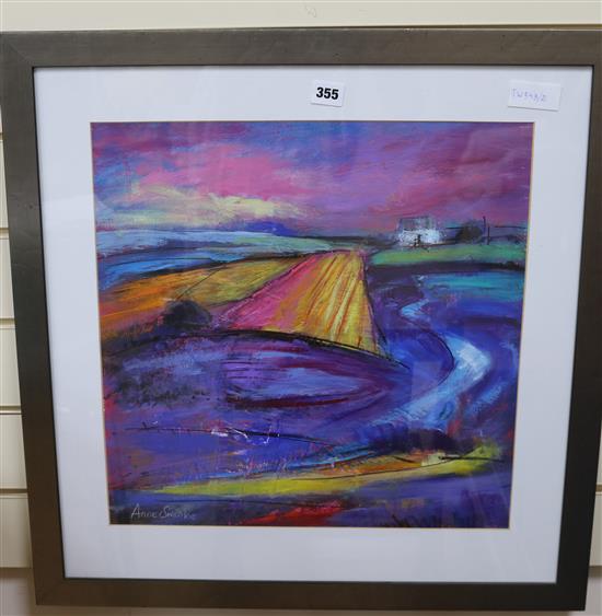 Anne Swankie (b. 1951), acrylic, Yellow Field, Beara Peninsular, signed, 44cm square